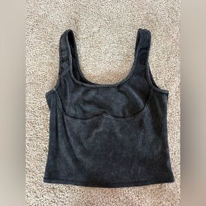 wild fable Black Ribbed Scoop Tank Top